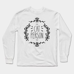 Cat Person | Ornate | Black Long Sleeve T-Shirt